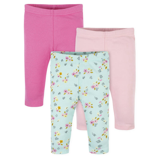 3-Pack Baby Girls Floral & Pink Leggings
